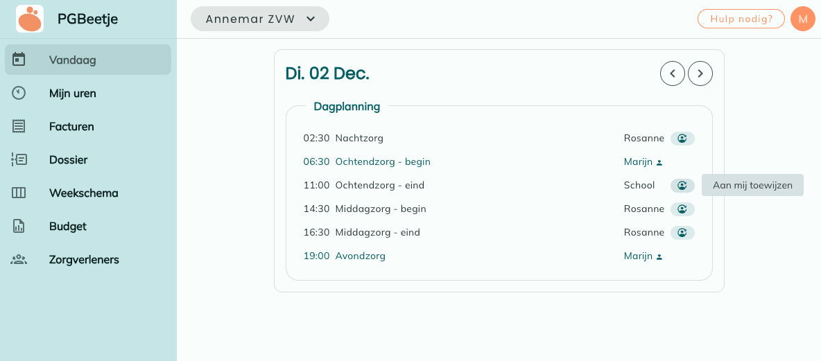 Een afbeelding van het toewijzen van PGB zorgmomenten